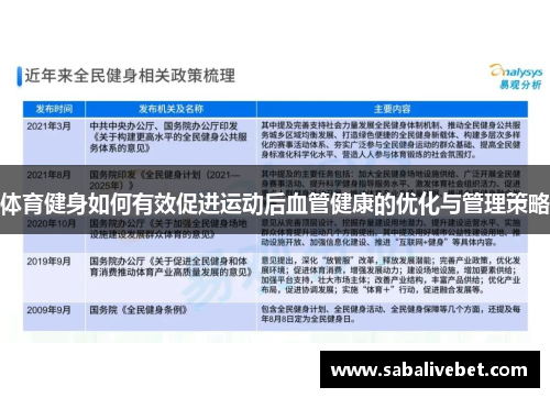 体育健身如何有效促进运动后血管健康的优化与管理策略